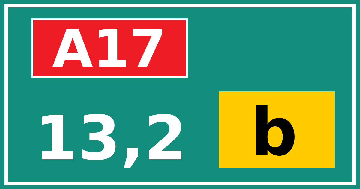 Hectometerbord A17 13,2 letter b