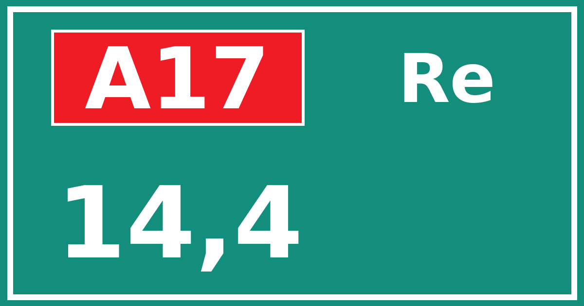 Hectometerbord A17 14,4 zijde Re