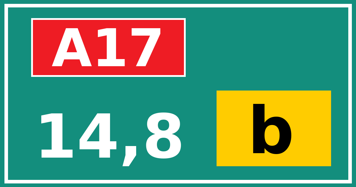 Hectometerbord A17 14,8 letter b