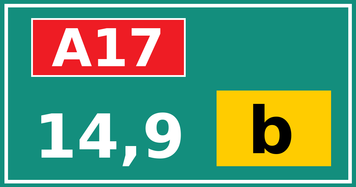 Hectometerbord A17 14,9 letter b