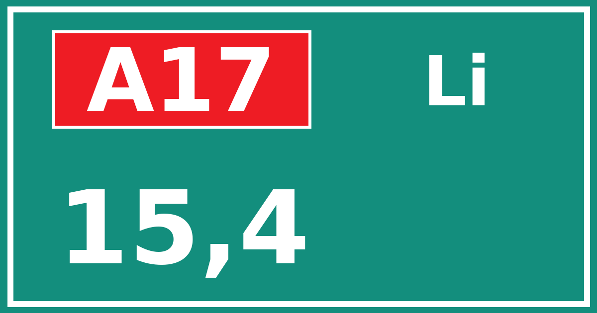 Hectometerbord A17 15,4 zijde Li