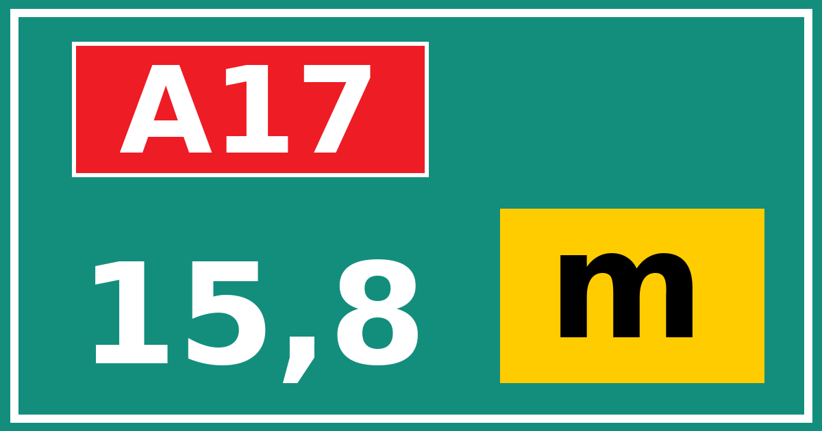 Hectometerbord A17 15,8 letter m