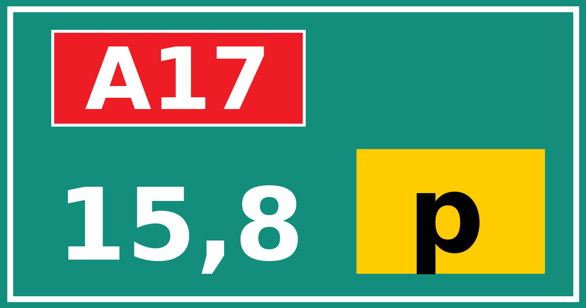 Hectometerbord A17 15,8 letter p