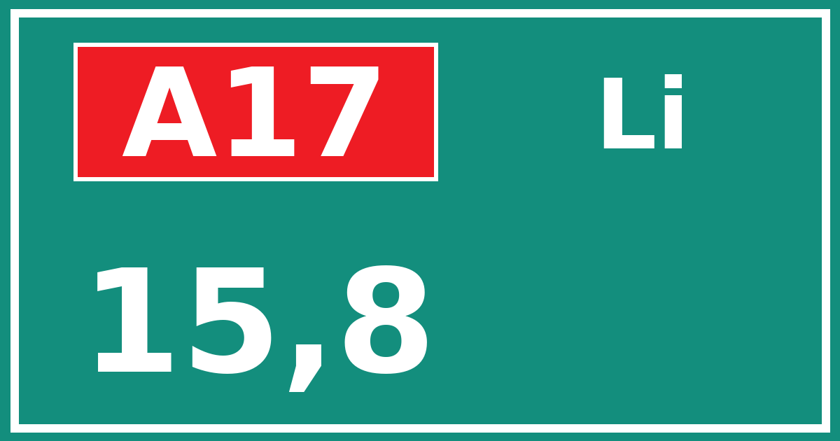 Hectometerbord A17 15,8 zijde Li