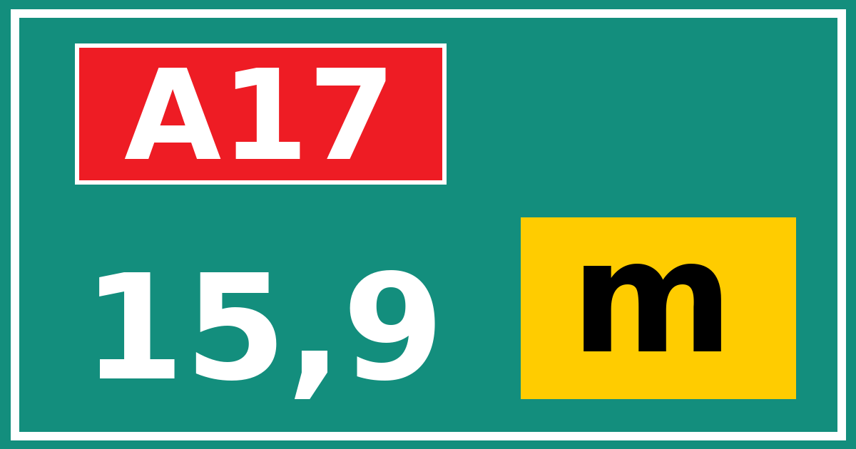 Hectometerbord A17 15,9 letter m