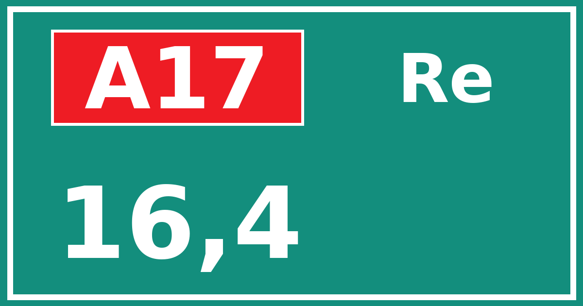 Hectometerbord A17 16,4 zijde Re
