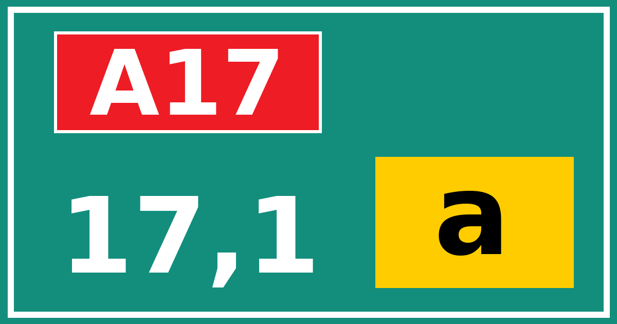 Hectometerbord A17 17,1 letter a