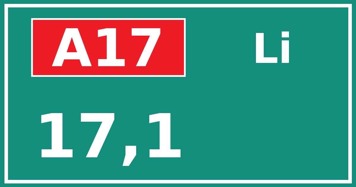 Hectometerbord A17 17,1 zijde Li
