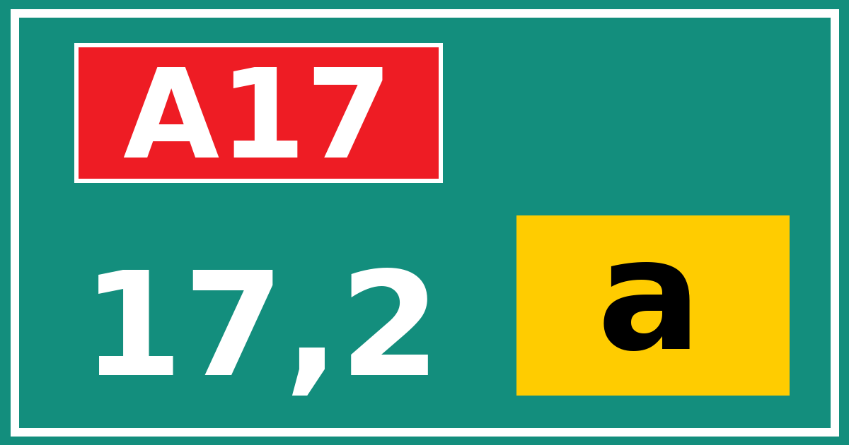 Hectometerbord A17 17,2 letter a
