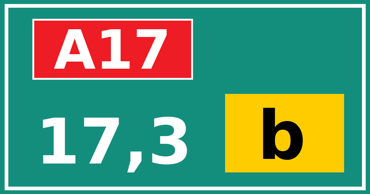 Hectometerbord A17 17,3 letter b