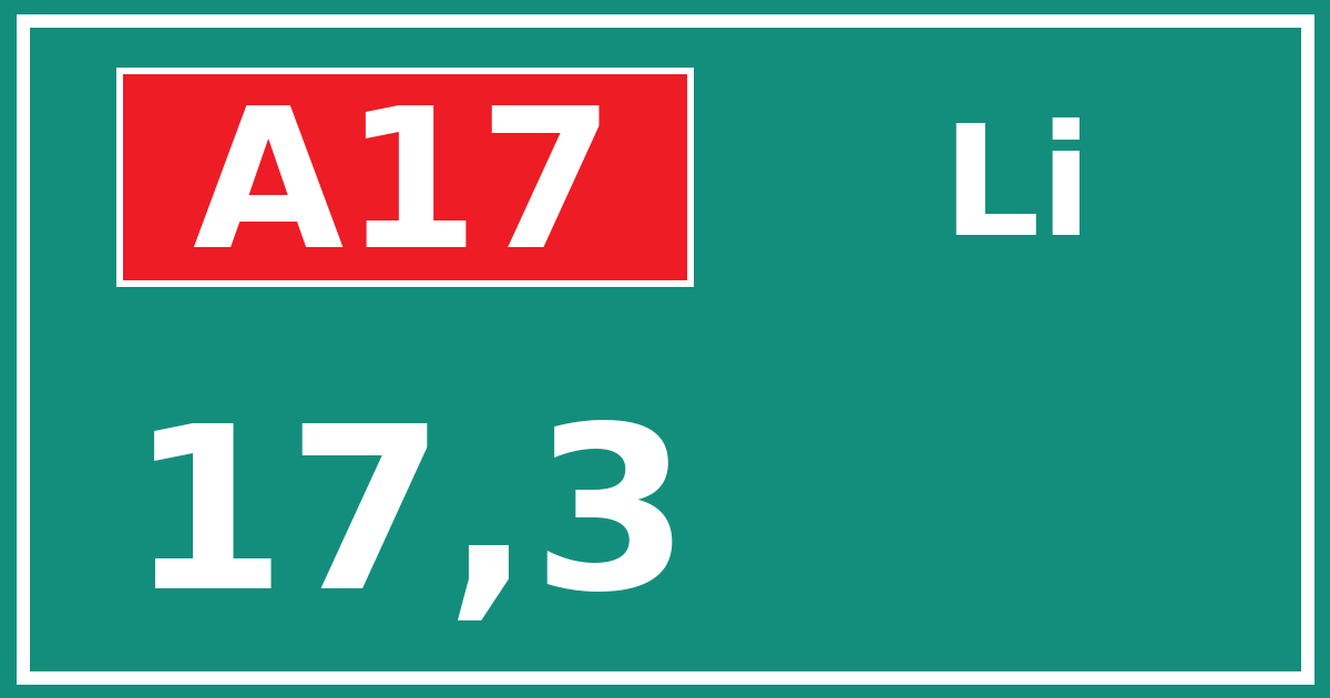 Hectometerbord A17 17,3 zijde Li