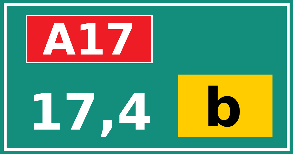 Hectometerbord A17 17,4 letter b