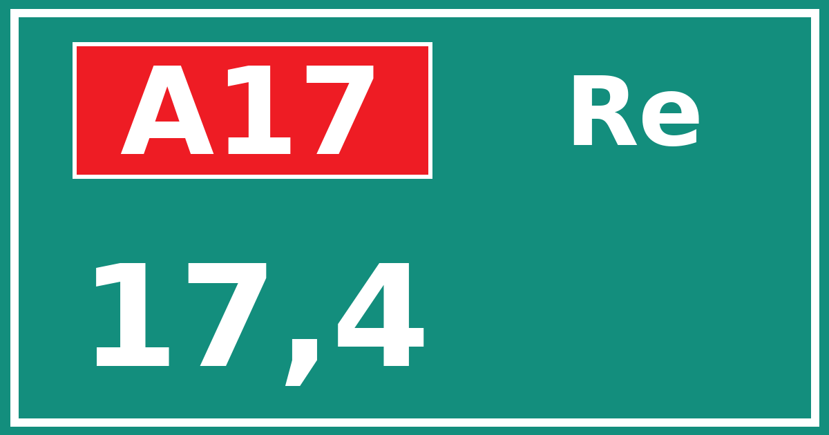 Hectometerbord A17 17,4 zijde Re