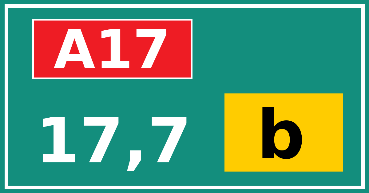 Hectometerbord A17 17,7 letter b