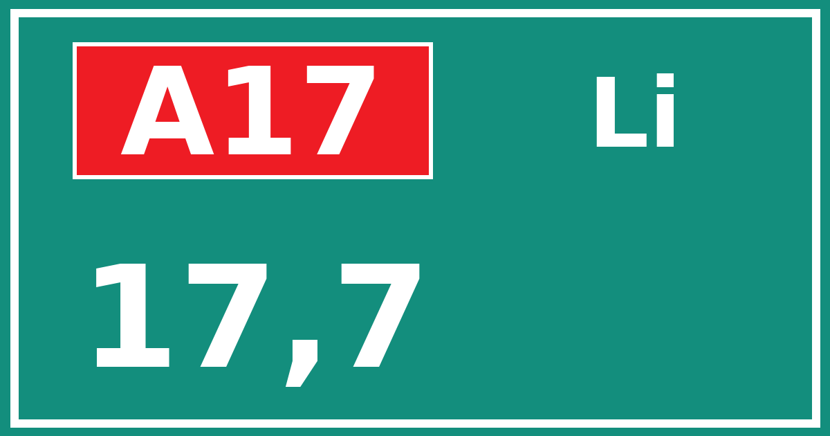 Hectometerbord A17 17,7 zijde Li