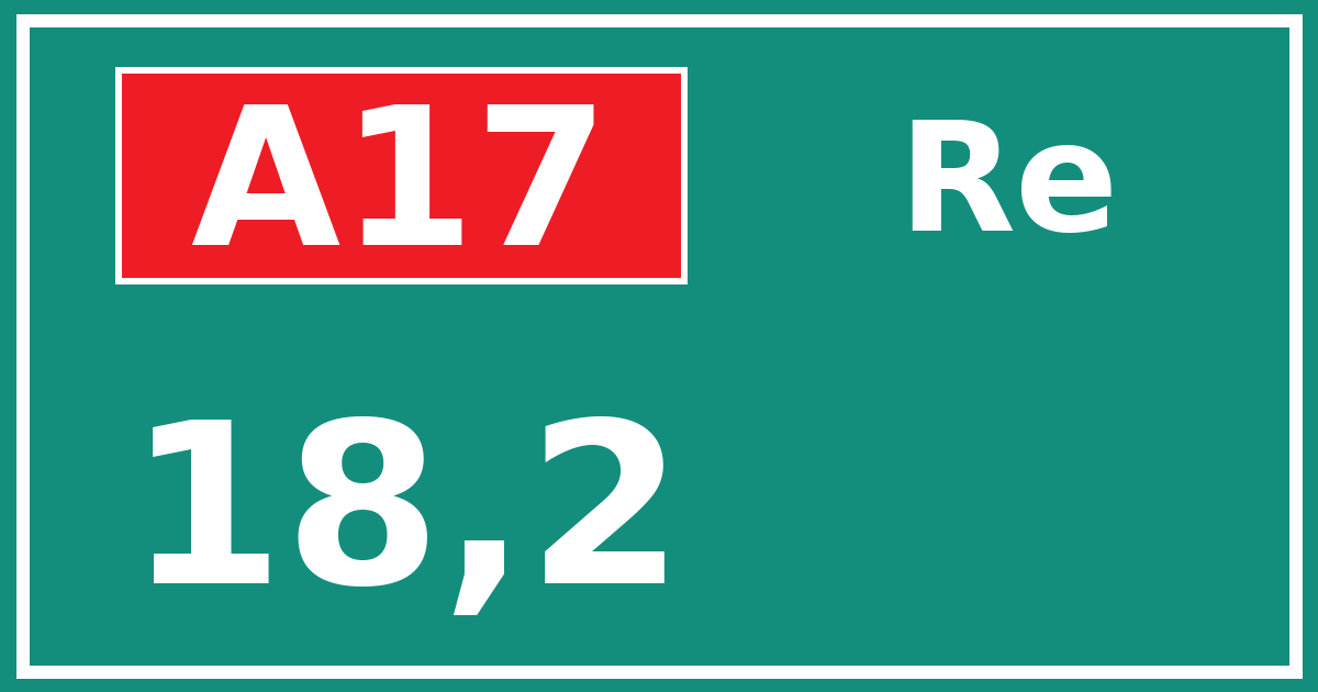 Hectometerbord A17 18,2 zijde Re
