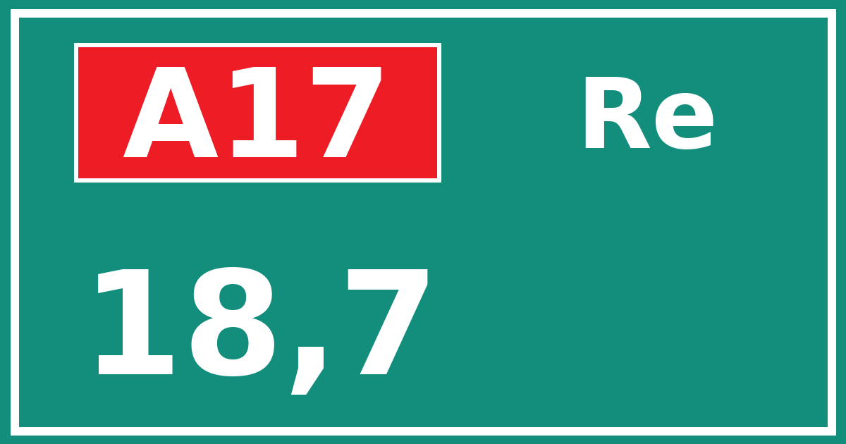 Hectometerbord A17 18,7 zijde Re