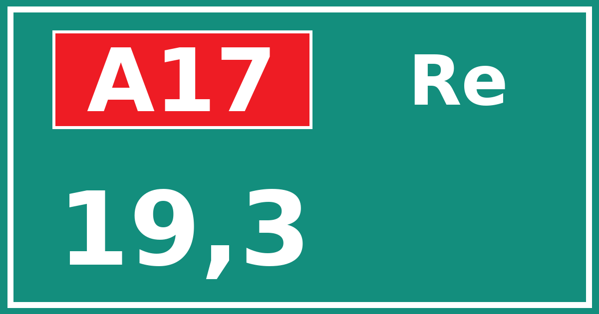 Hectometerbord A17 19,3 zijde Re