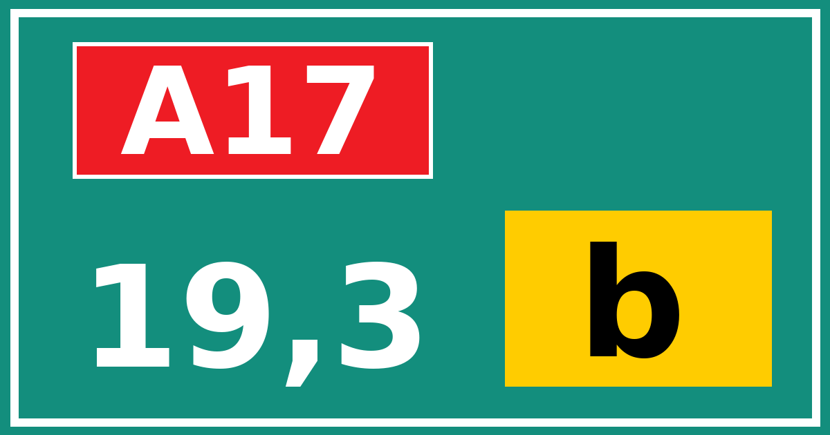 Hectometerbord A17 19,3 letter b