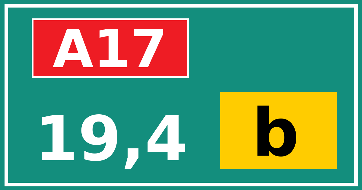 Hectometerbord A17 19,4 letter b
