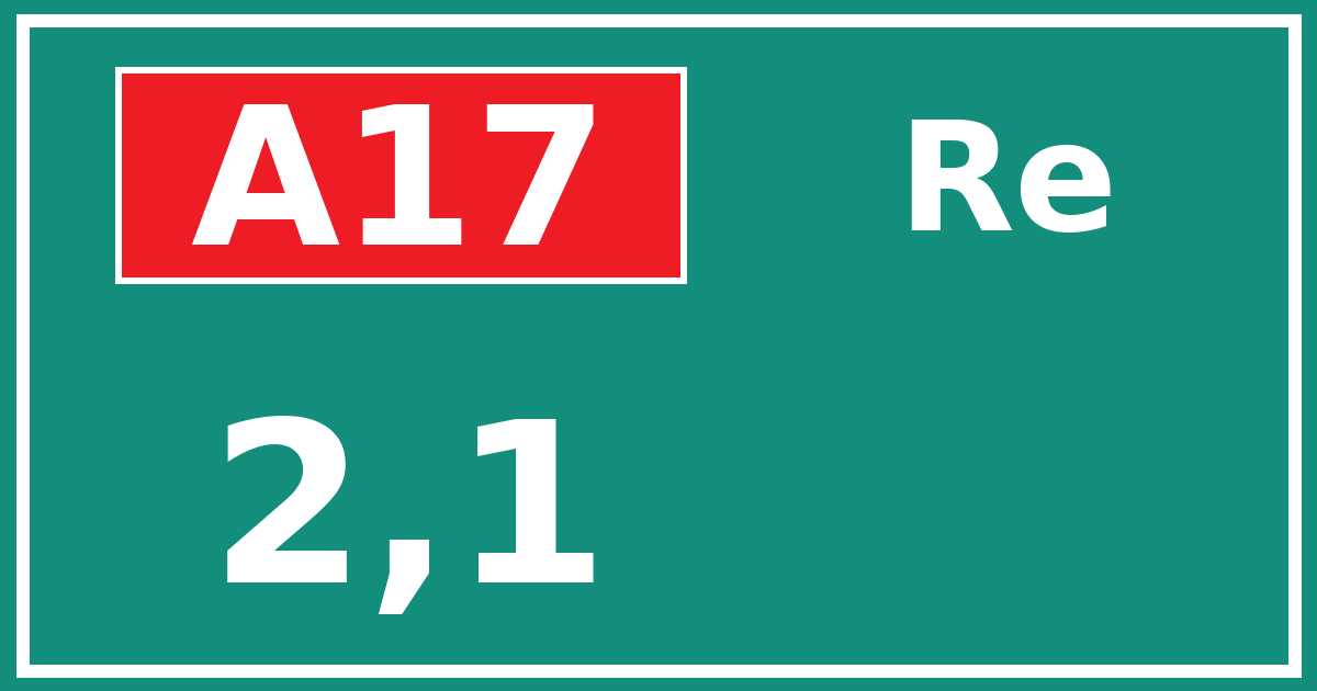 Hectometerbord A17 2,1 zijde Re