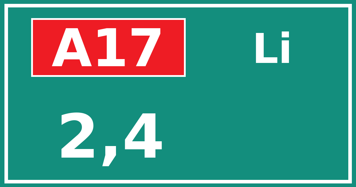 Hectometerbord A17 2,4 zijde Li