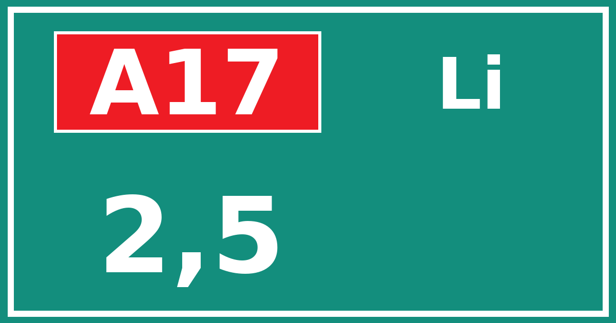 Hectometerbord A17 2,5 zijde Li