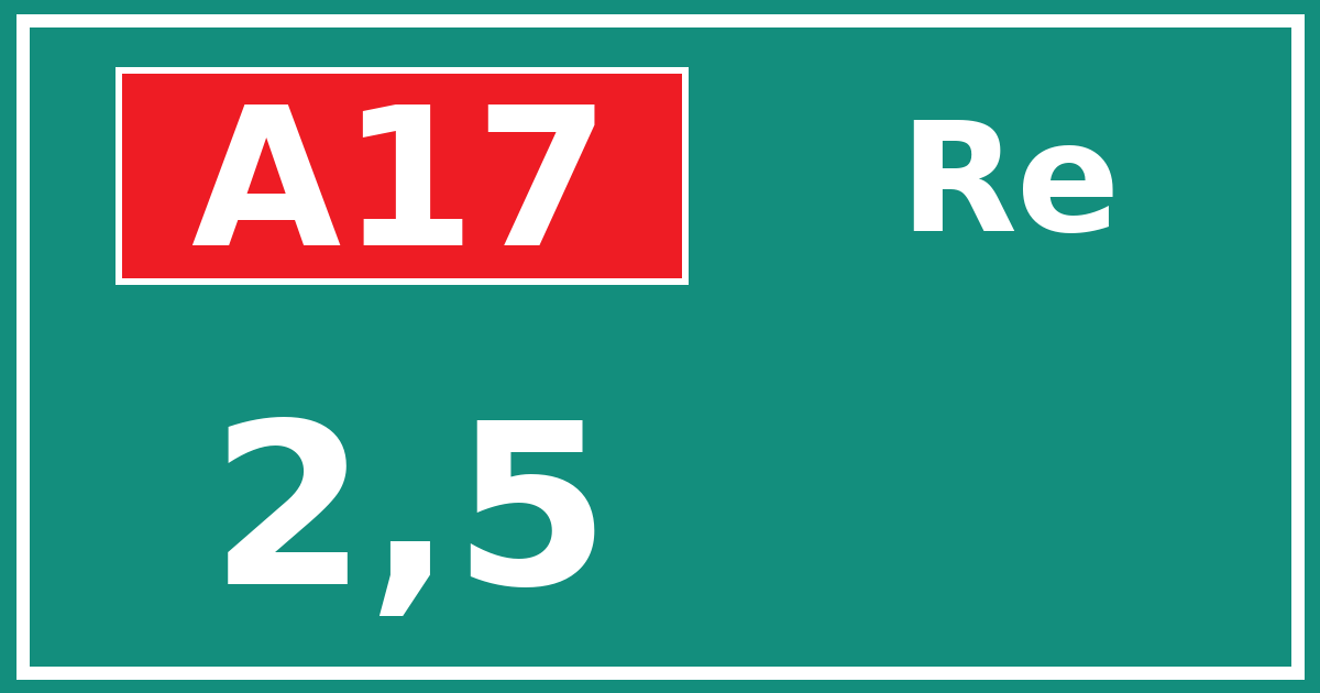 Hectometerbord A17 2,5 zijde Re