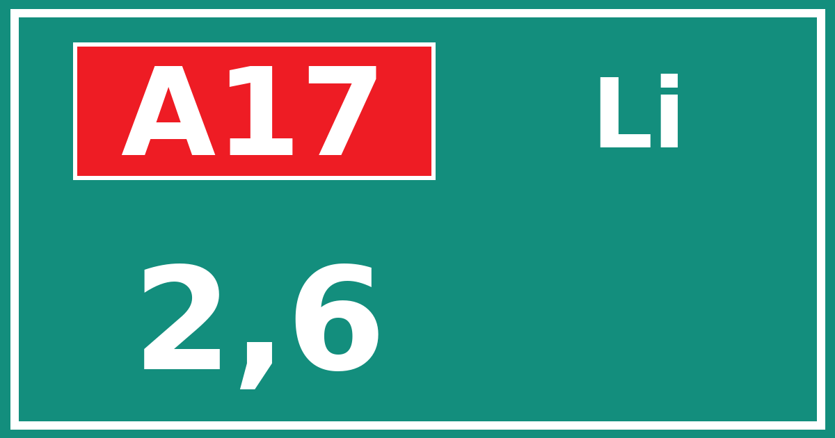Hectometerbord A17 2,6 zijde Li