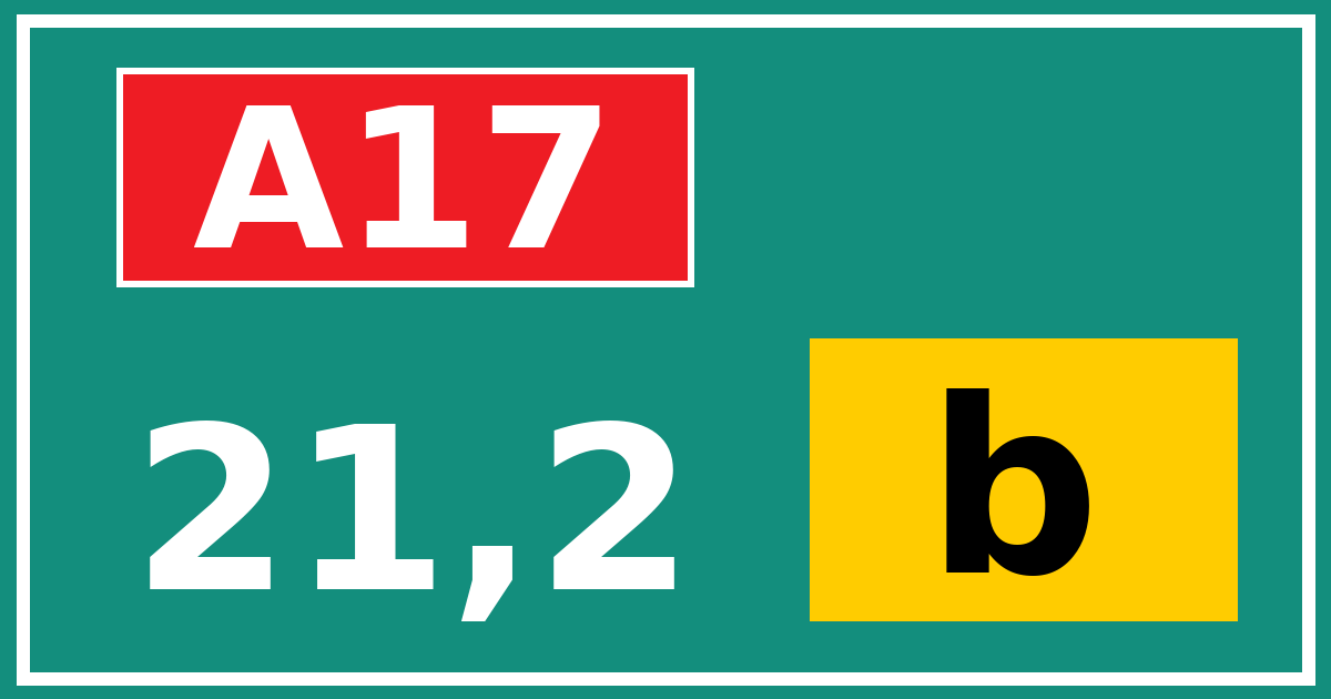 Hectometerbord A17 21,2 letter b