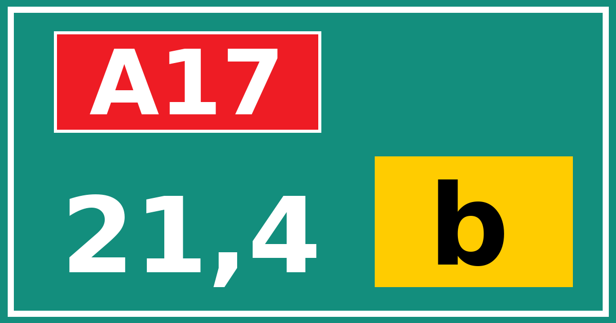 Hectometerbord A17 21,4 letter b