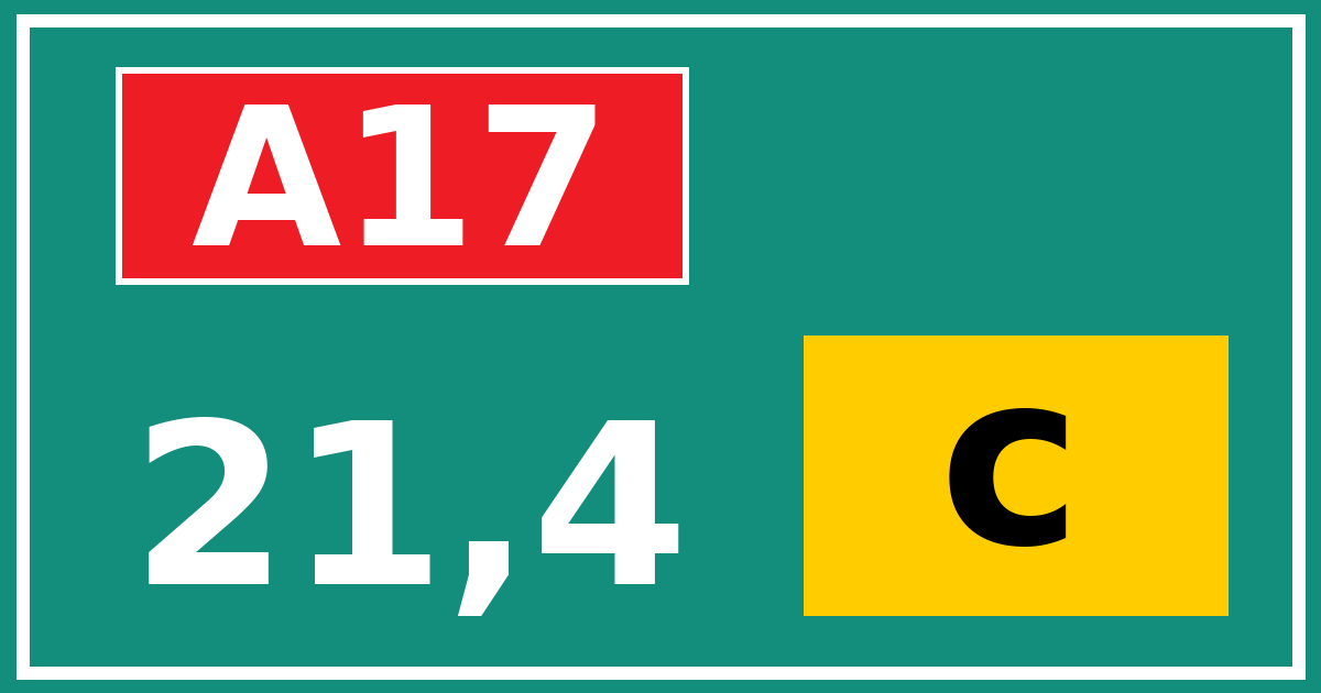 Hectometerbord A17 21,4 letter c