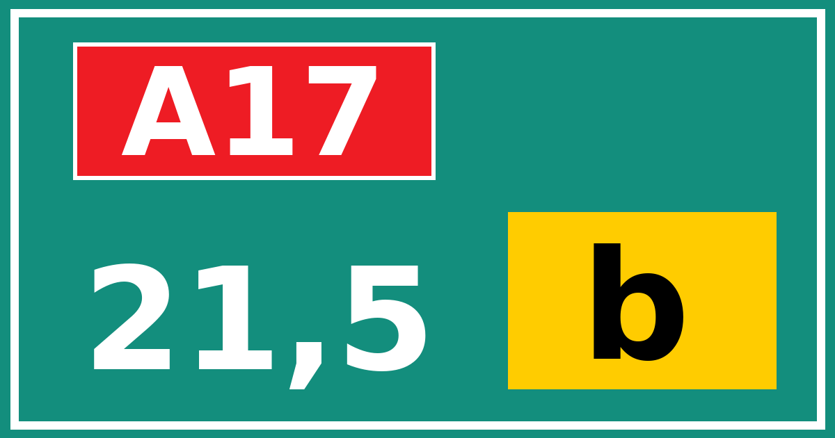 Hectometerbord A17 21,5 letter b