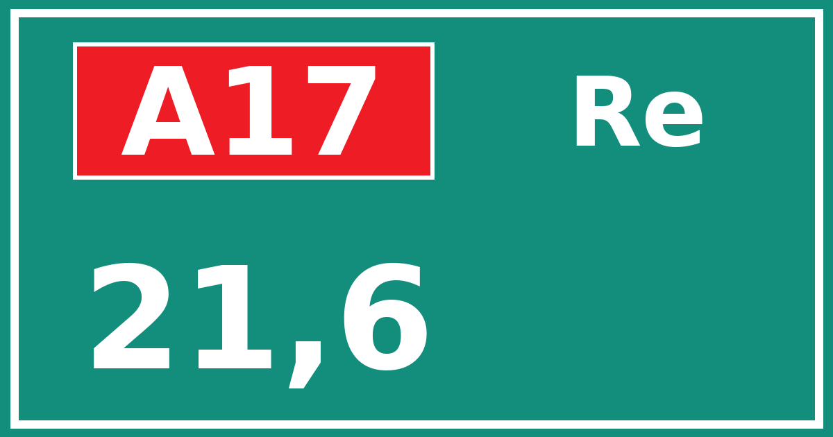 Hectometerbord A17 21,6 zijde Re