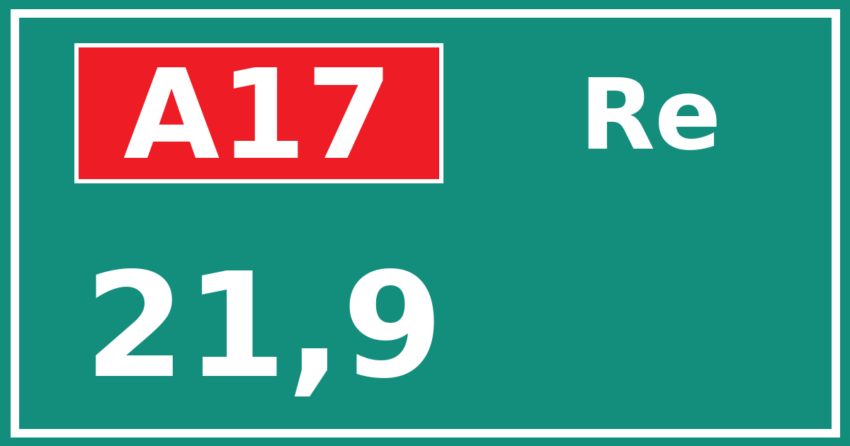 Hectometerbord A17 21,9 zijde Re