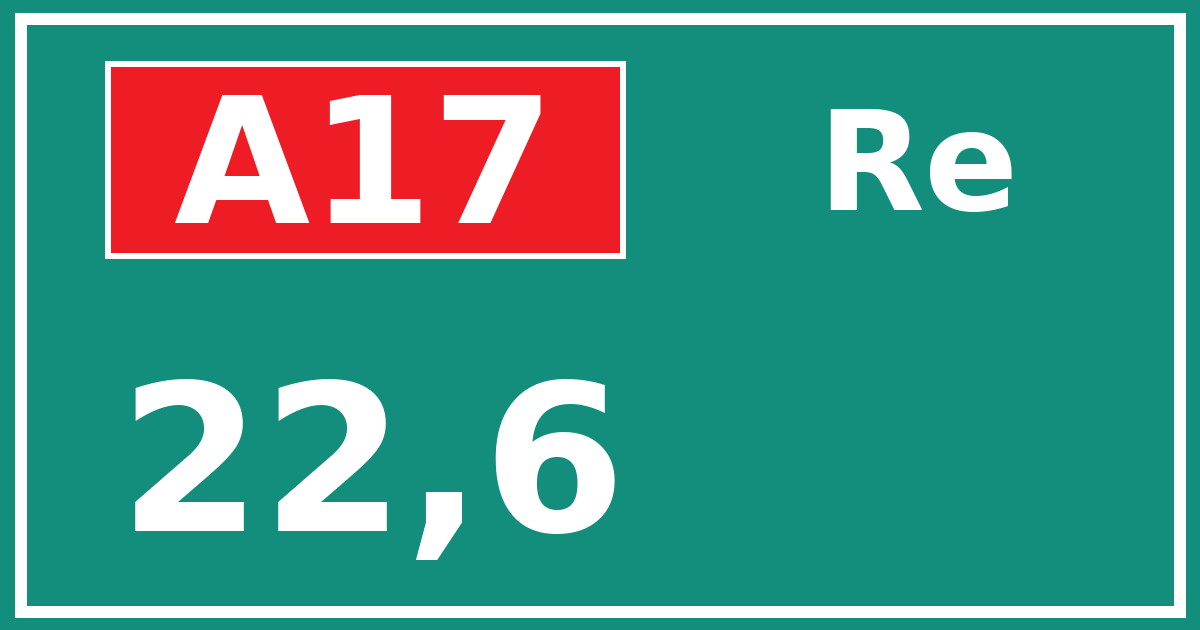 Hectometerbord A17 22,6 zijde Re