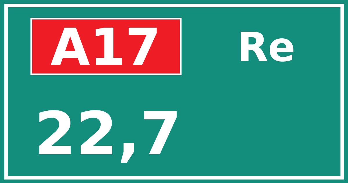 Hectometerbord A17 22,7 zijde Re