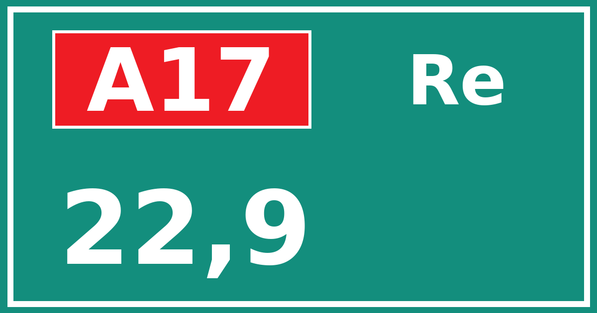 Hectometerbord A17 22,9 zijde Re