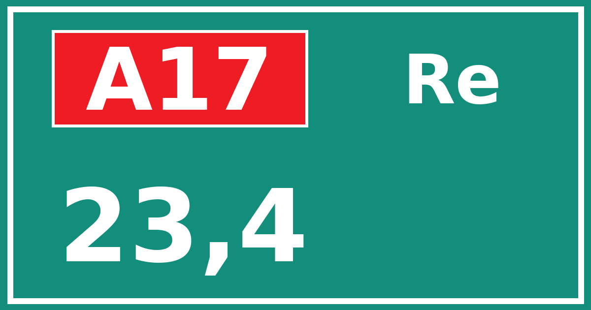 Hectometerbord A17 23,4 zijde Re