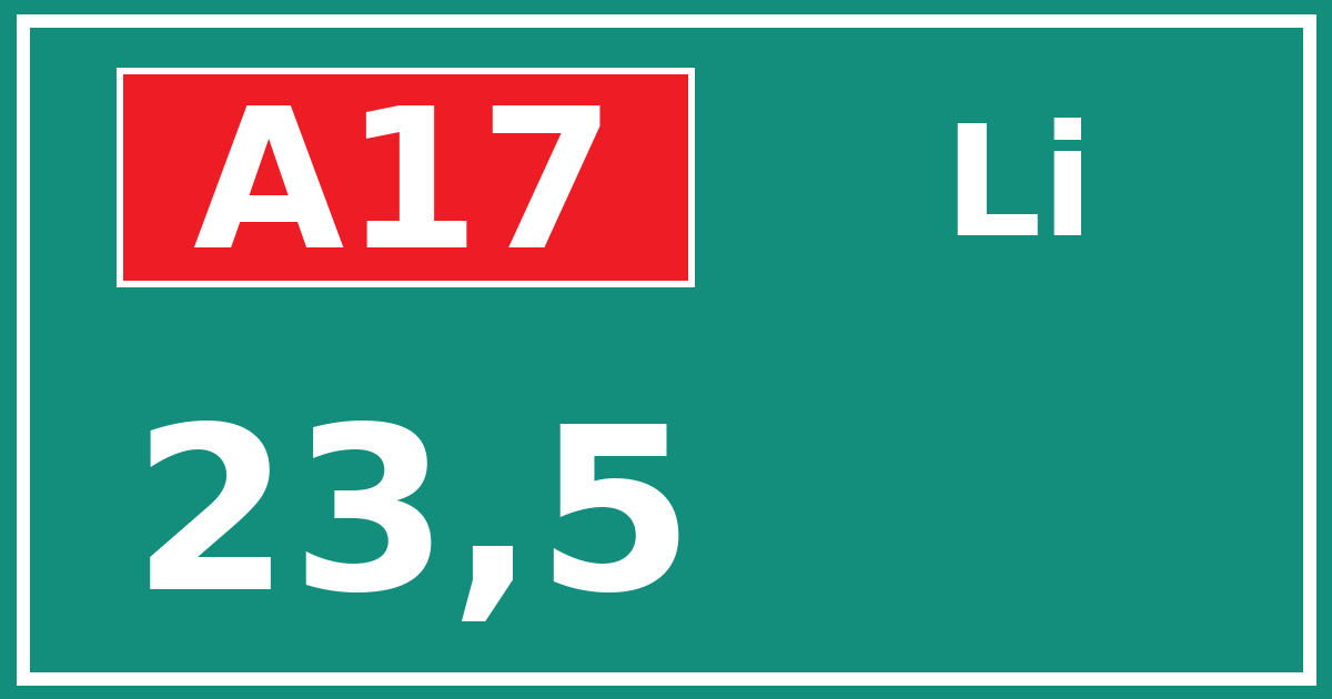Hectometerbord A17 23,5 zijde Li