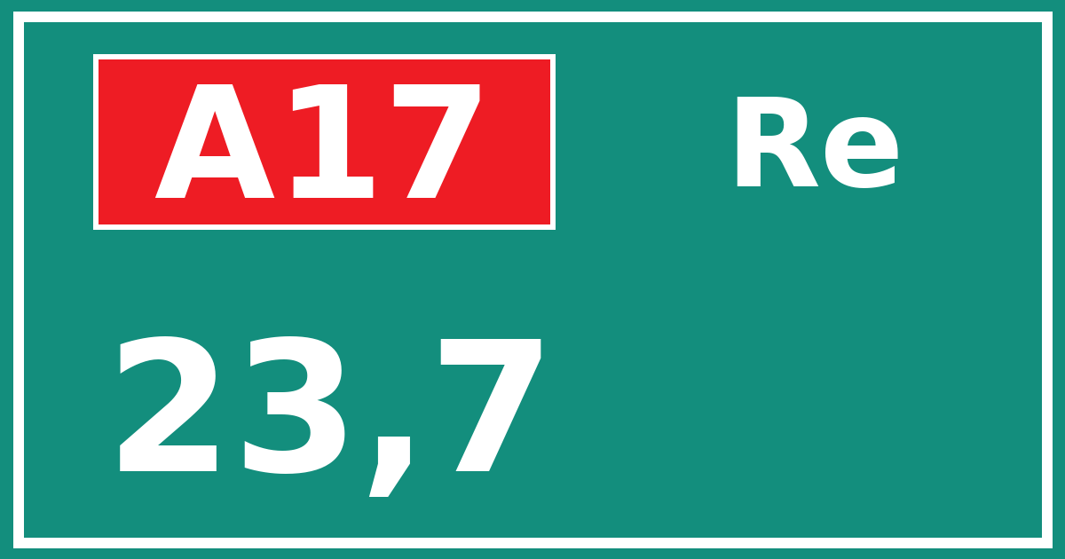 Hectometerbord A17 23,7 zijde Re