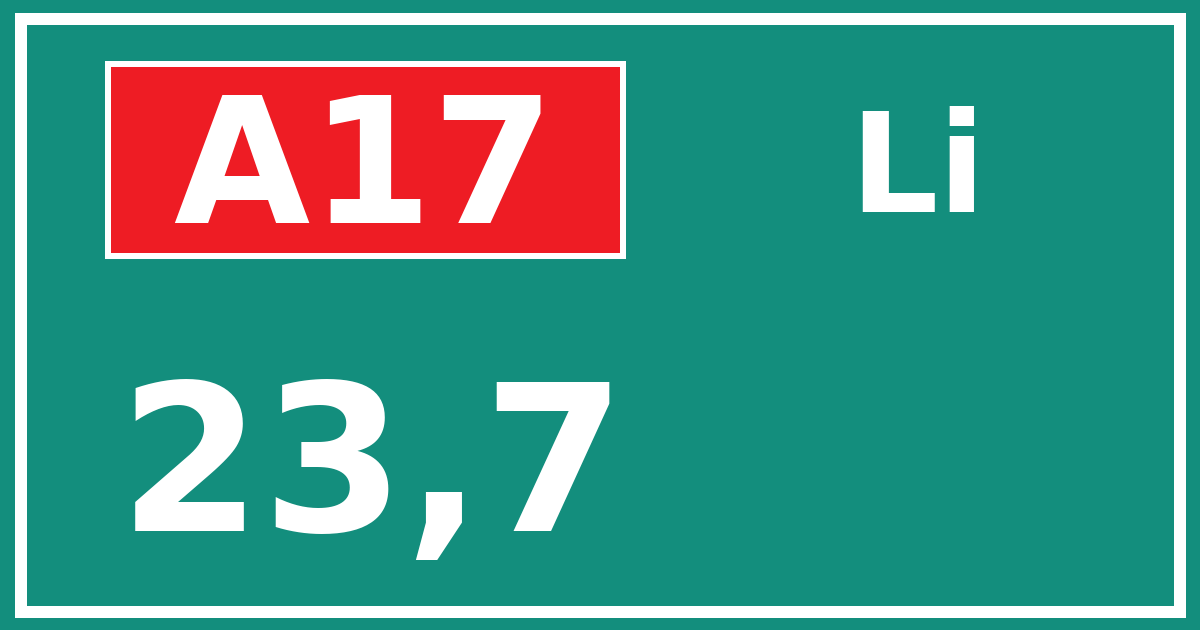 Hectometerbord A17 23,7 zijde Li