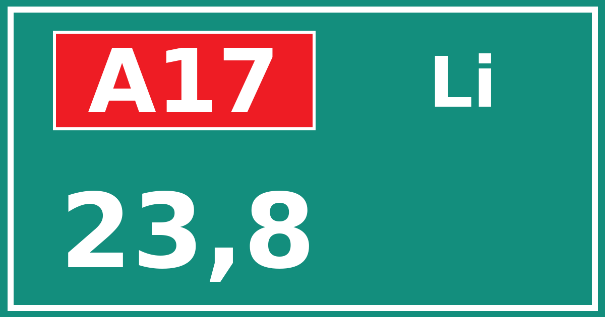 Hectometerbord A17 23,8 zijde Li