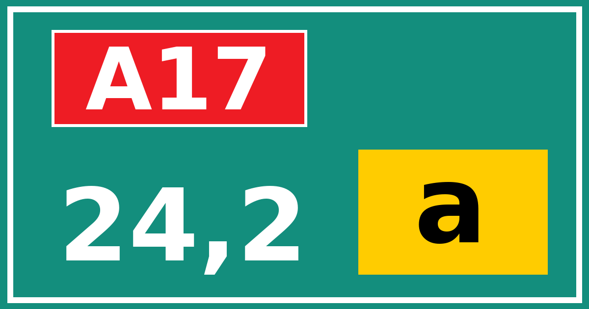 Hectometerbord A17 24,2 letter a