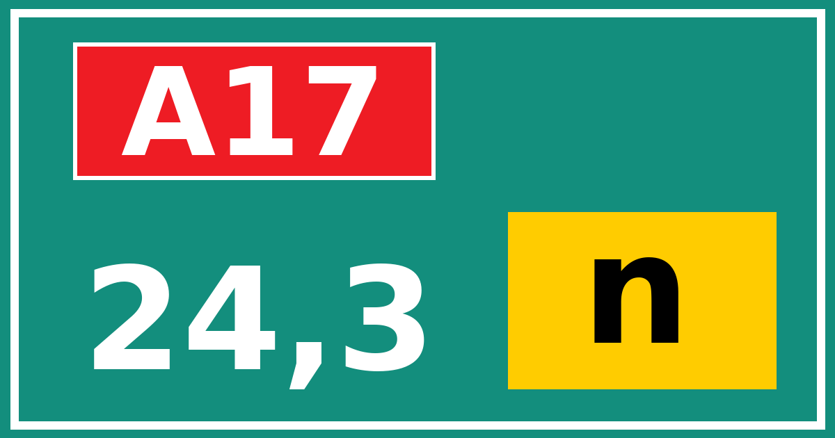 Hectometerbord A17 24,3 letter n