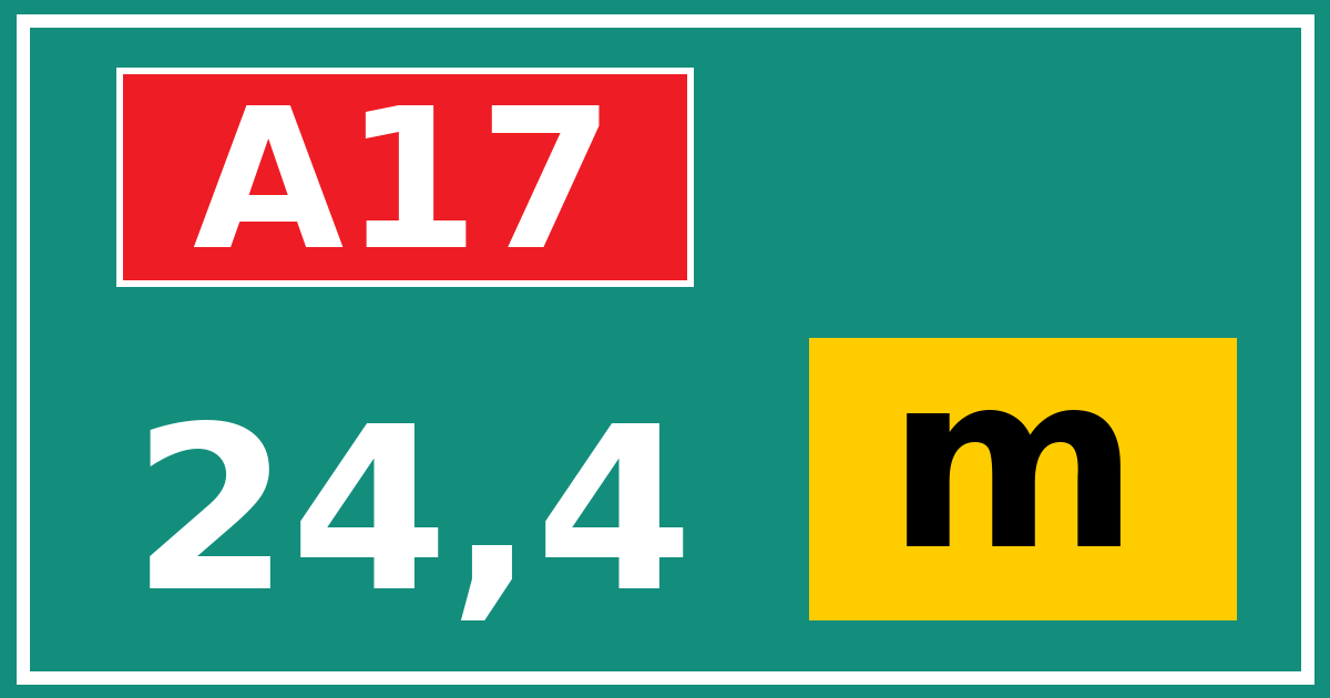 Hectometerbord A17 24,4 letter m