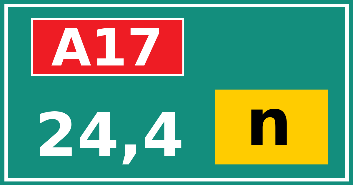 Hectometerbord A17 24,4 letter n