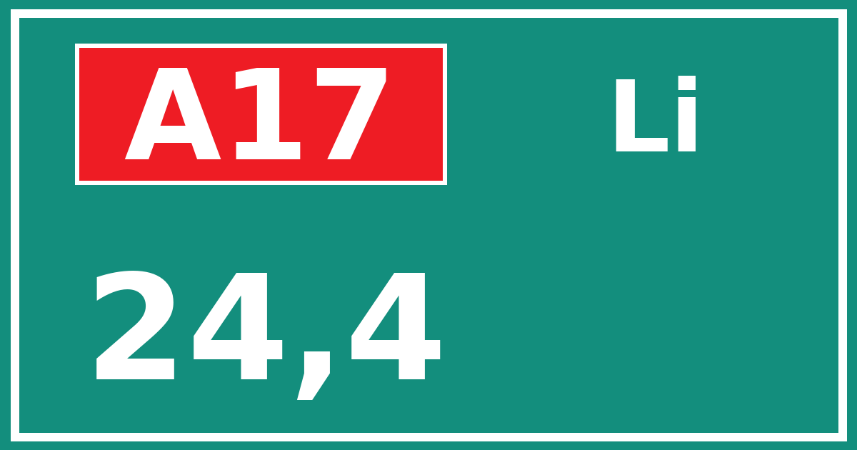 Hectometerbord A17 24,4 zijde Li