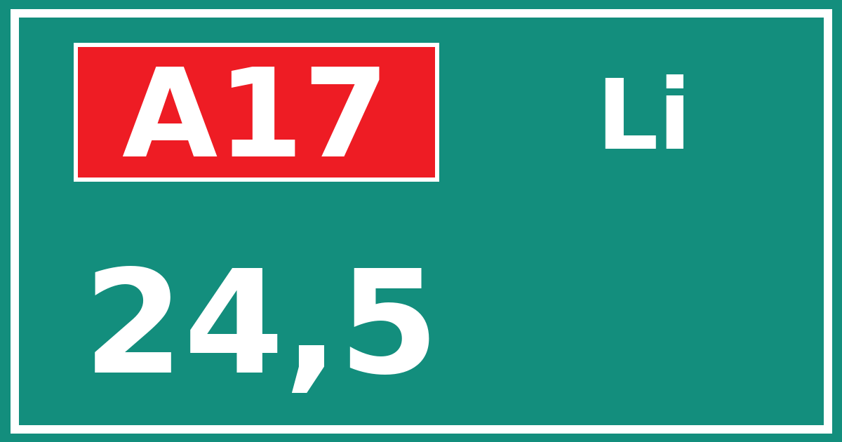 Hectometerbord A17 24,5 zijde Li