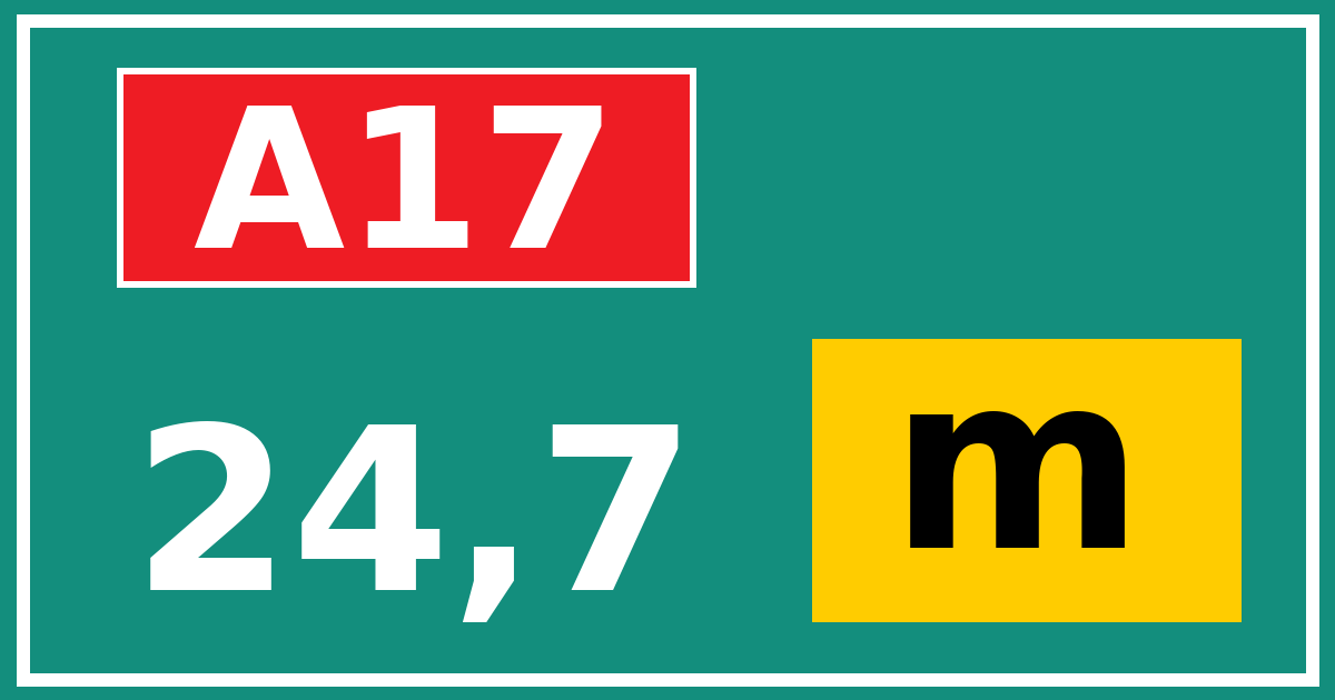 Hectometerbord A17 24,7 letter m